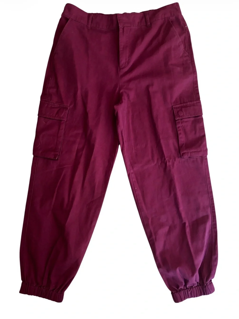 Maroon Red 100% Cotton Cargo Pants Forever 21 XL Utility New Minimalist Cozy
